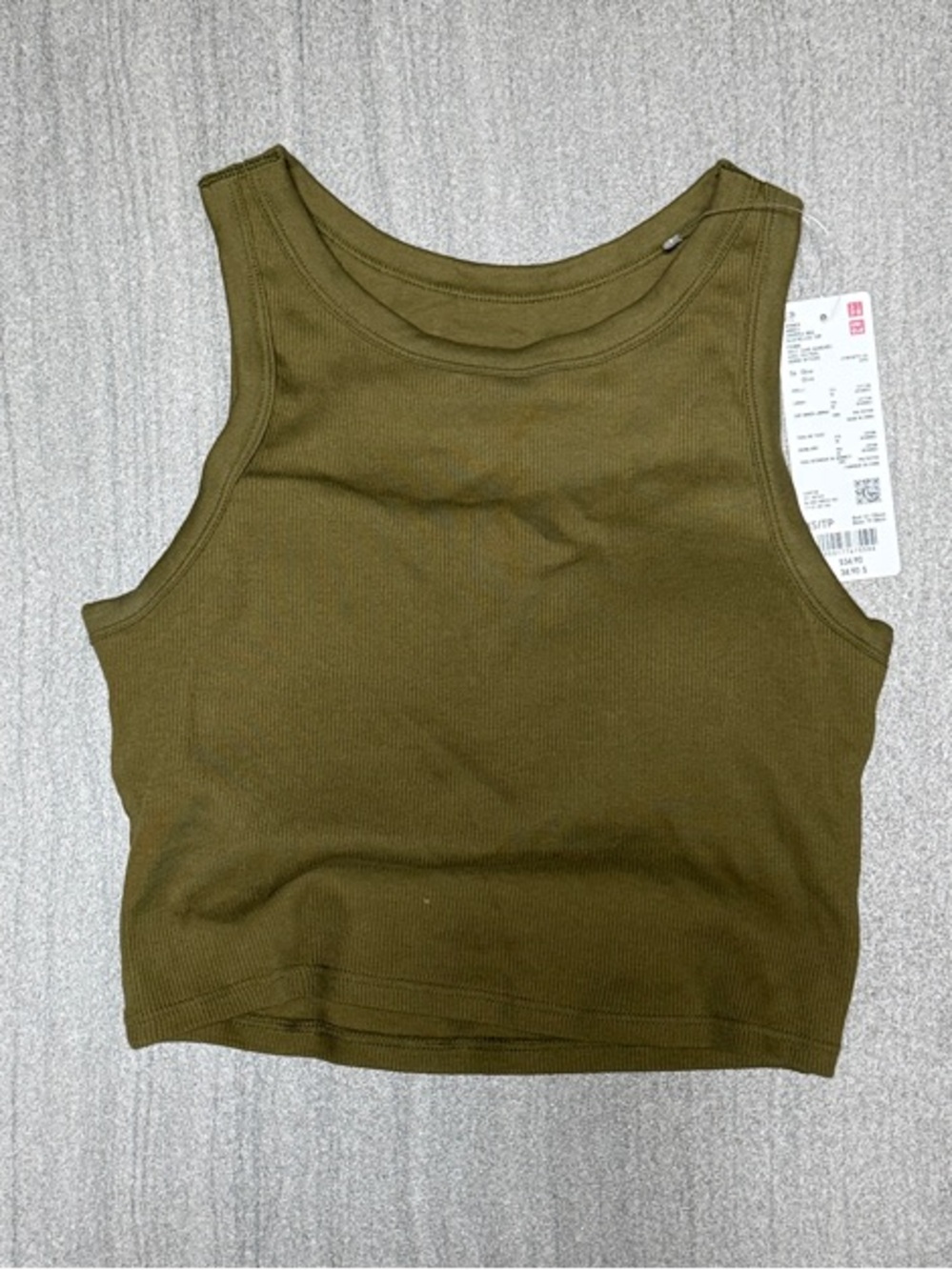 Uniqlo Olive Green Ribbed Crop bra Tank